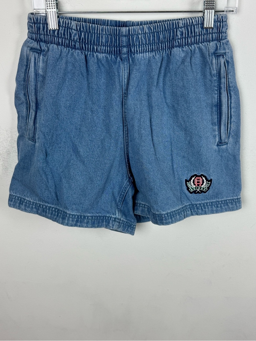 adidas Light Blue Denim Jean Elastic-Waist Shorts